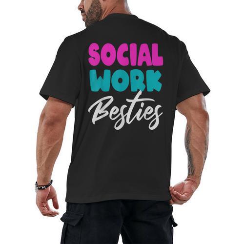 Social Worker Work Coworkers Best Friend Graduation MSW Men's Back Print T-Shirt - Best Gift Smart