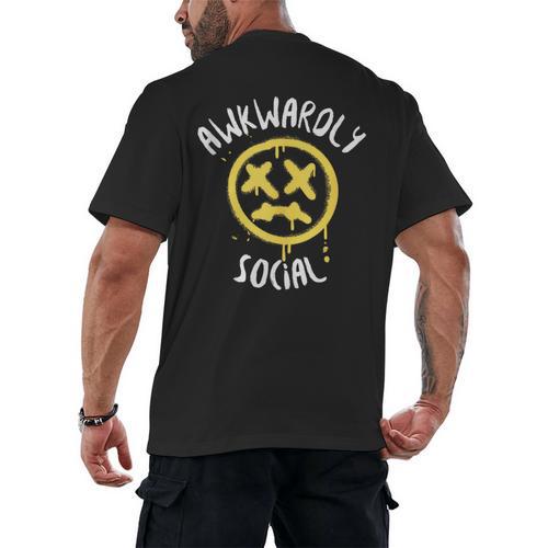 Socially Awkward Introvert Social Anxious Awkwardly Social Men's Back Print T-Shirt - Raresse