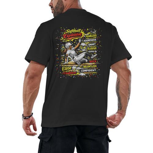 Softball Slider Pop Comic Book Art Best Traits Fast Elite Men's Back Print T-Shirt - Bookorys