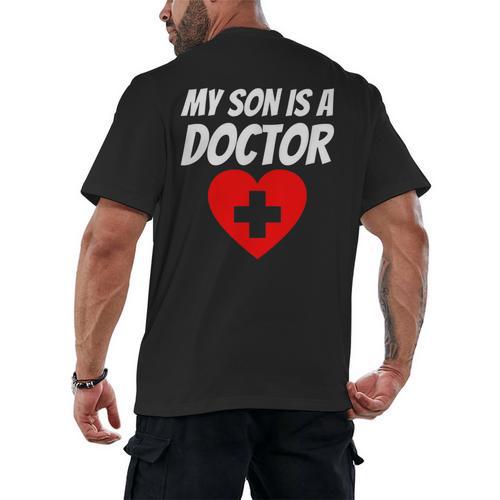 My Son Is A Doctor Shirt Proud Parents Graduation Men's Back Print T-Shirt - Best Gift Smart