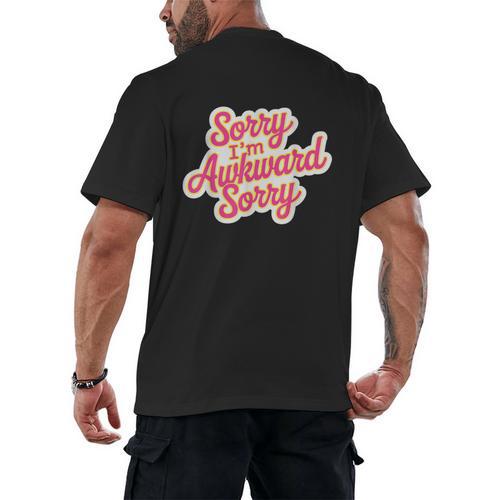 Sorry I'm Awkward Sorry Introvert Humor Men's Back Print T-Shirt - Raresse