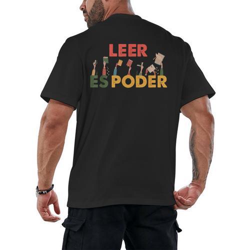 Spanish Reading Book Lover Teacher Maestra Leer Es Poder For Men Women Men's Back Print T-Shirt - Bookorys
