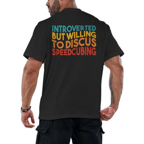 Speedcuber Introvert Cube Solver Speedsolving Speedcubing Men's Back Print T-Shirt - Raresse
