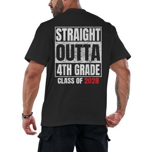 Straight Outta 4th Grade Graduation Class 2028 Fourth Grade Men's Back Print T-Shirt - Best Gift Smart
