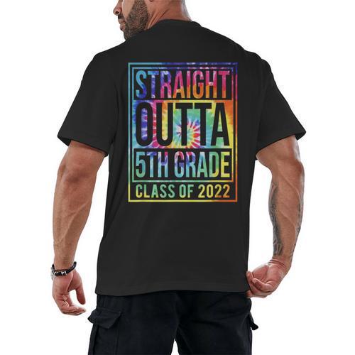 Straight Outta 5th Grade Class Of 2022 School Graduation Men's Back Print T-Shirt - Best Gift Smart