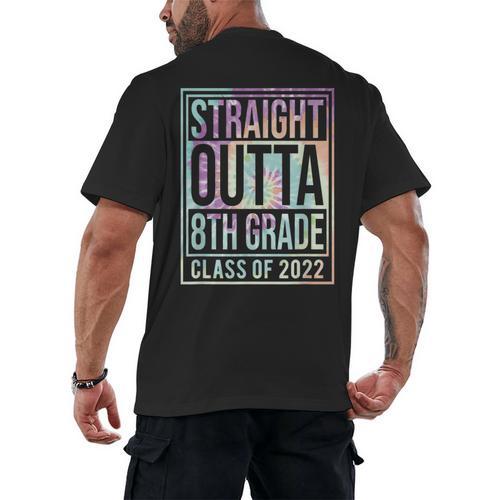 Straight Outta 8th Grade Class Of 2022 School Graduation Men's Back Print T-Shirt - Best Gift Smart