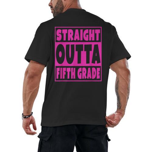 Straight Outta Fifth Grade Graduation Class Men's Back Print T-Shirt - Best Gift Smart