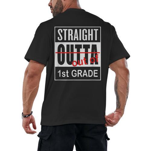 Straight Outta First Grade Graduation 1st Grade T Shirt Men's Back Print T-Shirt - Best Gift Smart