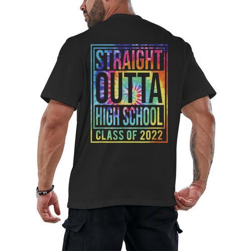 Straight Outta High School Class Of 2022 Graduation Men's Back Print T-Shirt - Best Gift Smart