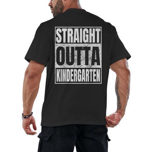 Straight Outta Kindergarten Graduation 2025 Kinder Men's Back Print T-Shirt - Best Gift Smart