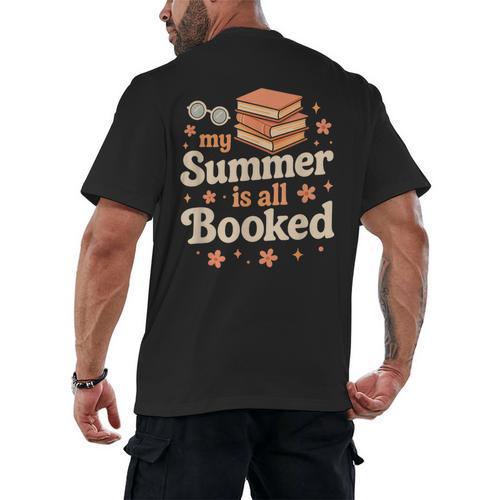 My Summer Is All Booked Book Lover Reading Vacation 2025 Men's Back Print T-Shirt - Bookorys