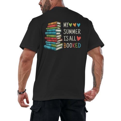 My Summer Is All Booked Book Reading Book Lover Men's Back Print T-Shirt - Bookorys