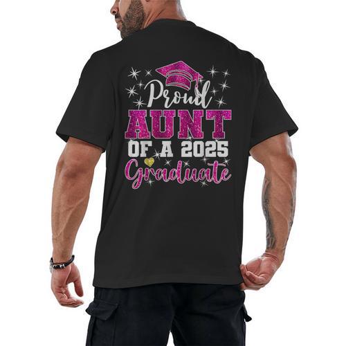 Super Proud Aunt Of 2025 Graduate Senior Graduation Family Men's Back Print T-Shirt - Best Gift Smart