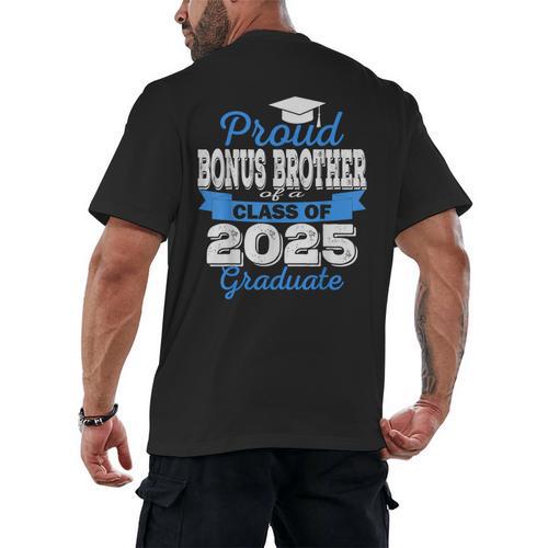 Super Proud Bonus Brother Of 2025 Graduate Graduation Family Men's Back Print T-Shirt - Best Gift Smart