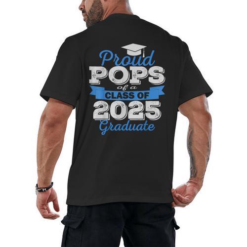 Super Proud Pops Of 2025 Graduate Senior Graduation Family Men's Back Print T-Shirt - Best Gift Smart