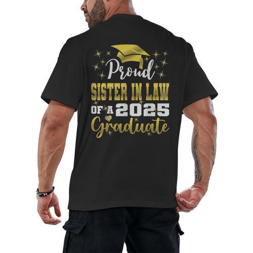 Super Proud Sister In Law Of 2025 Graduate Graduation Family Men's Back Print T-Shirt - Best Gift Smart