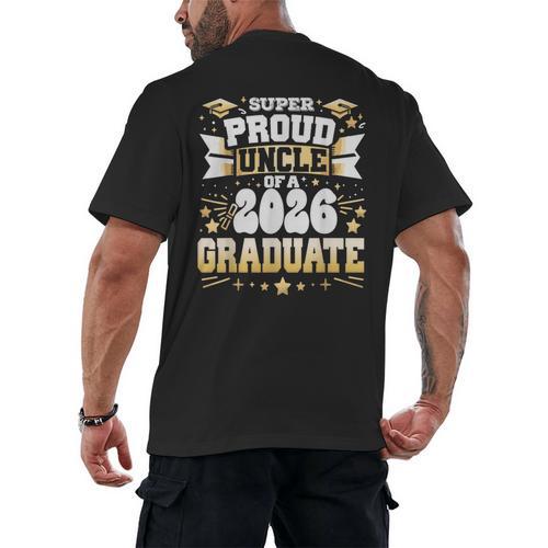 Super Proud Uncle Of A Class Of 2026 Graduate Graduation Men's Back Print T-Shirt - Best Gift Smart