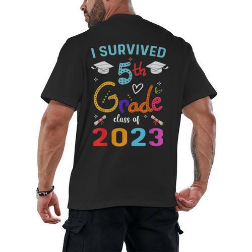I Survived 5th Grade Graduation Class 2023 Elementary Men's Back Print T-Shirt - Best Gift Smart