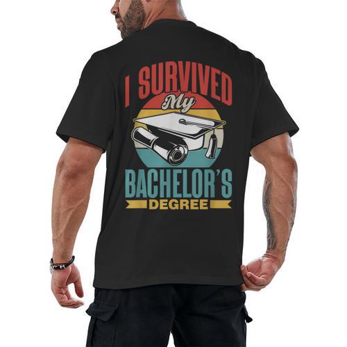 I Survived My Bachelor's Degree Party Bachelor Graduation Men's Back Print T-Shirt - Best Gift Smart