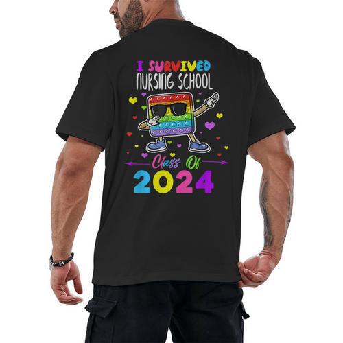 I Survived Nursing School Of 2024 Student Graduation 2024 Men's Back Print T-Shirt - Best Gift Smart