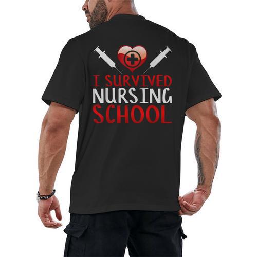I Survived Nursing School Graduation Cool Men's Back Print T-Shirt - Best Gift Smart