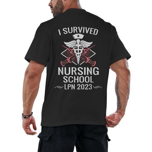 I Survived Nursing School LPN Class Of 2023 Nurse Graduation Men's Back Print T-Shirt - Best Gift Smart