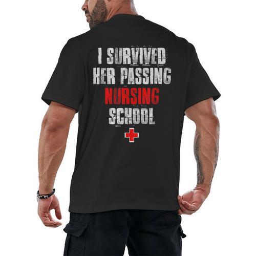 I Survived Her Passing Nursing School Graduation Men's Back Print T-Shirt - Best Gift Smart