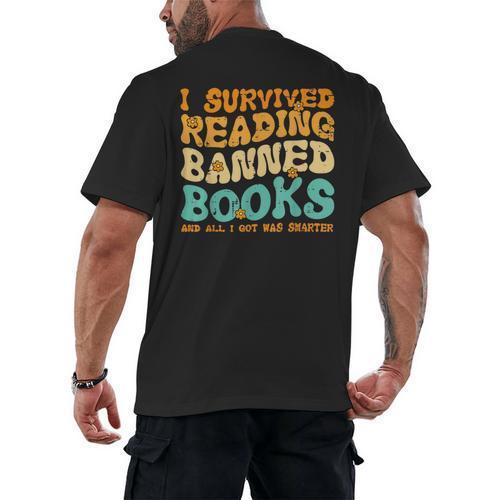 I Survived Reading Banned Books Read Librarian Men Women Men's Back Print T-Shirt - Bookorys CA