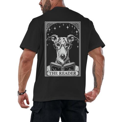 Tarot Card Vintage Whippet Dog Book Lover The Reader Men's Back Print T-Shirt - Bookorys DE