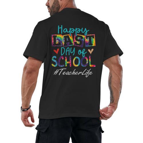 Teacher Happy Last Day Of School Women Men Graduation Men's Back Print T-Shirt - Best Gift Smart
