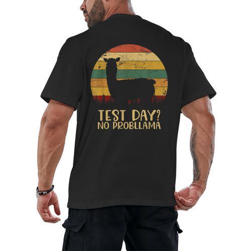 Test Day No Probllama Silhouette Teacher Student Graduation Men's Back Print T-Shirt - Best Gift Smart
