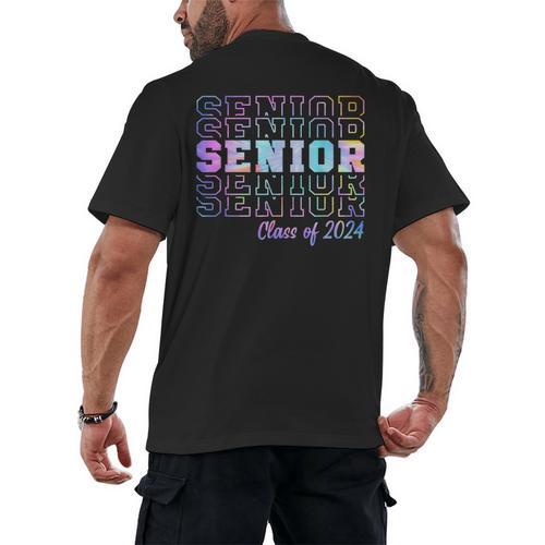 Tie Dye Senior 24 Class Of 2024 Seniors Graduation 24 Men's Back Print T-Shirt - Best Gift Smart