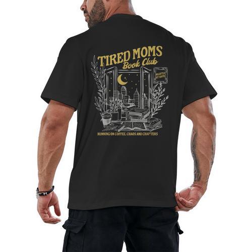 Tired Moms Club Bookish Book Lover Homebody Fall Book Club Men's Back Print T-Shirt - Bookorys