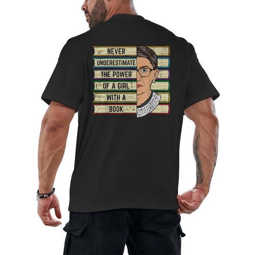 Never Underestimate Girl Read Book Reading Librarian Women Men's Back Print T-Shirt - Bookorys