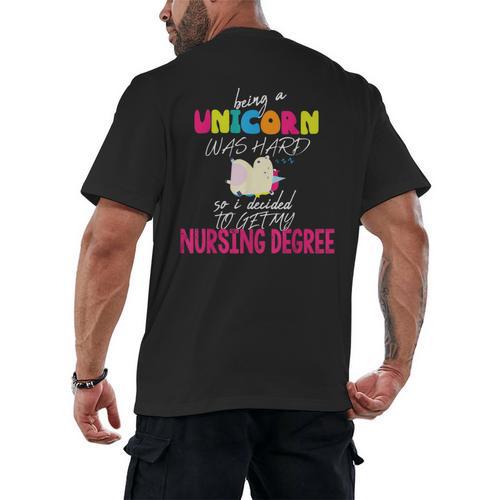 Unicorn Nursing Degree Graduation T-Shirt Registered Nurse Men's Back Print T-Shirt - Best Gift Smart