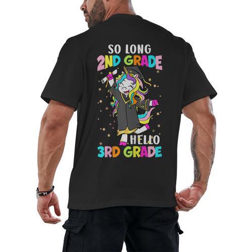 Unicorn So Long 2nd Grade Hello 3rd Grade Graduation Men's Back Print T-Shirt - Best Gift Smart