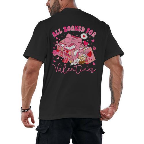 Valentine All Booked Book Coffee Coquette Bow Girl Women Men's Back Print T-Shirt - Bookorys