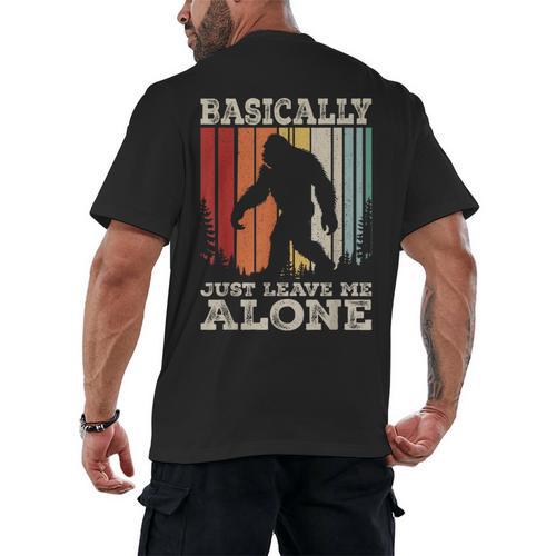 Vintage Basically Just Leave Me Alone Bigfoot Introverts Men's Back Print T-Shirt - Raresse