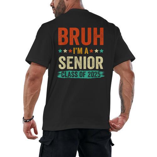 Vintage Bruh I'm A Senior Class Of 2025 Graduation Women Men Men's Back Print T-Shirt - Best Gift Smart