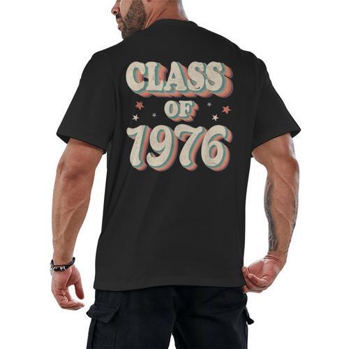 Vintage Class Of 1976 76 High School Graduation Men's Back Print T-Shirt - Best Gift Smart