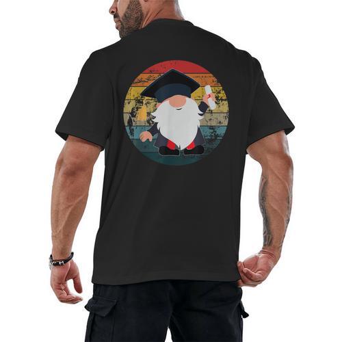 Vintage Graduation Gnome Men's Back Print T-Shirt - Best Gift Smart