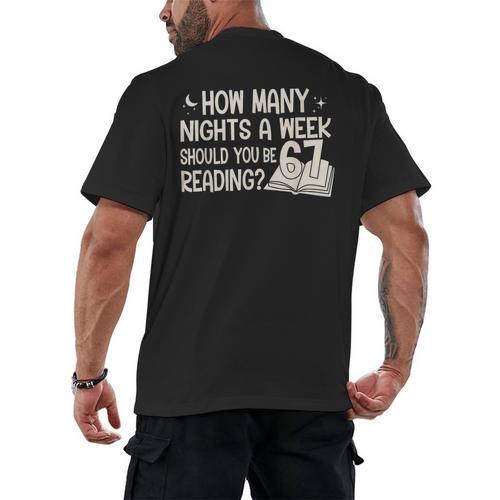 Vintage How Many Nights Reading 67 Meme Book Lover Teacher Men's Back Print T-Shirt - Bookorys