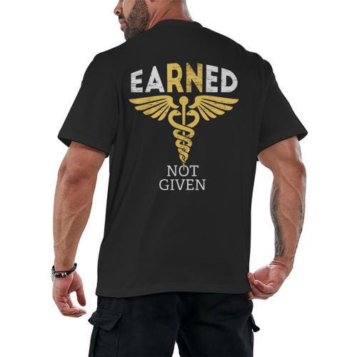 Vintage Nursing Medical Nurses Week Graduation Earned Not Given RN Registered Nurse For Men Women Men's Back Print T-Shirt - Best Gift Smart