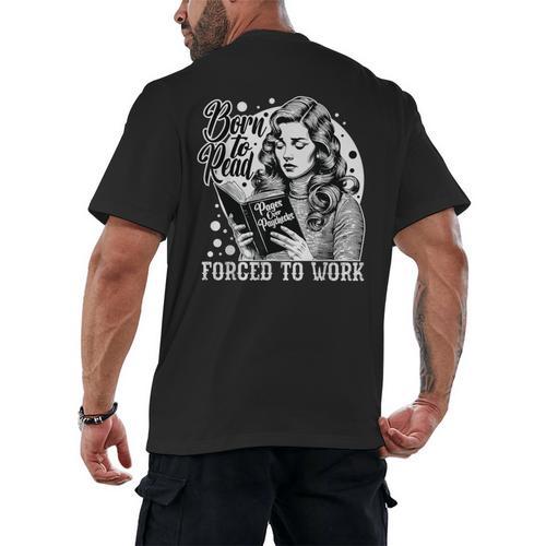 Vintage Reading Born To Read Forced To Work Book Lover Men's Back Print T-Shirt - Bookorys DE