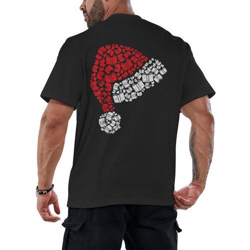 Vintage Retro Christmas Book Xmas Santa Hat Pajama Holiday Men's Back Print T-Shirt - Bookorys