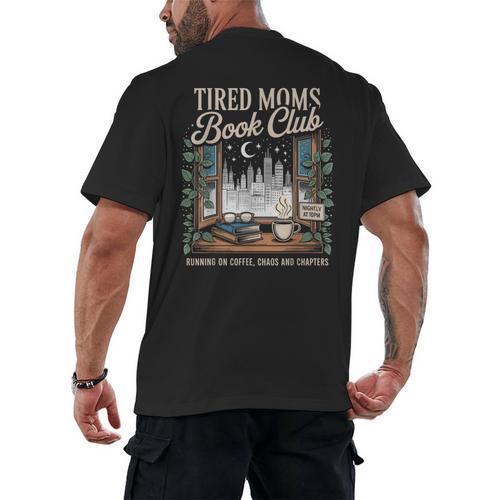 Vintage Tired Moms Book Club Bookish Booktrovert Men's Back Print T-Shirt - Bookorys AU