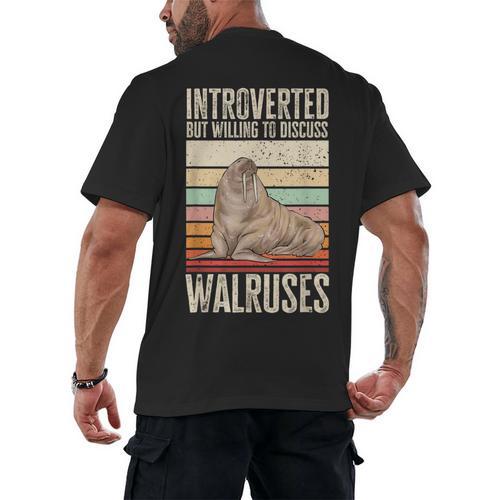Walrus Lover Introvert Walrus Men's Back Print T-Shirt - Raresse
