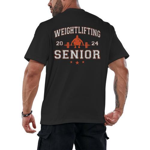 Weightlifting Senior 2024 Graduation Men's Back Print T-Shirt - Best Gift Smart