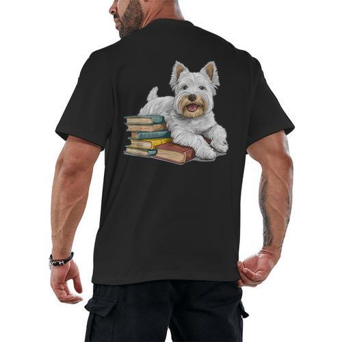 West Highland Terrier Books Dog Breed Westie For Men Women Kids Men's Back Print T-Shirt - Bookorys