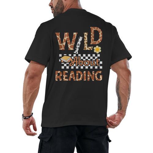 Wild About Reading Teacher Reading Books Back To School Men's Back Print T-Shirt - Bookorys DE
